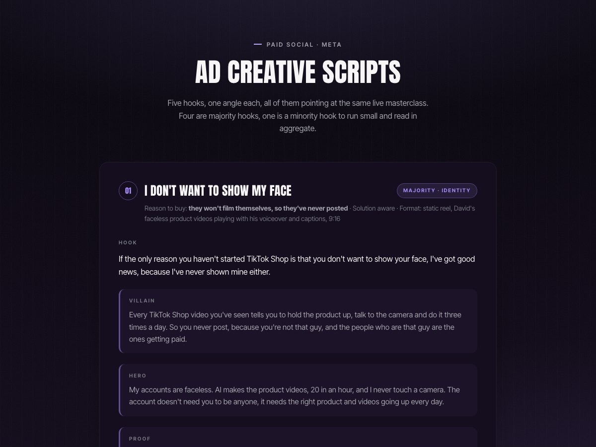 Ad creative scripts preview